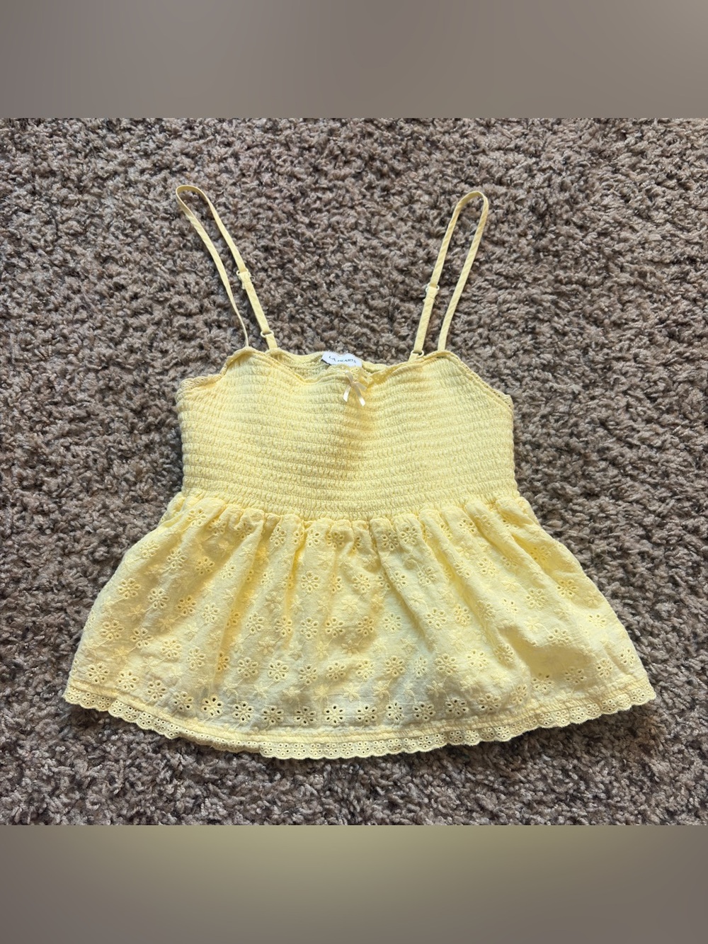 PacSun LA Hearts Yellow Babydoll Camisole Tank Top Size Women’s Small